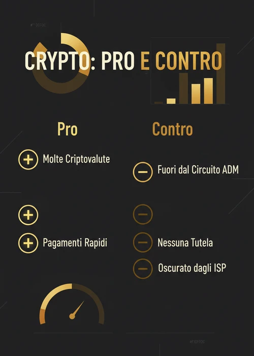 Un'illustrazione di monete digitali come Bitcoin ed Ethereum che cadono in una slot machine, simboleggiando i casinò che accettano criptovalute.